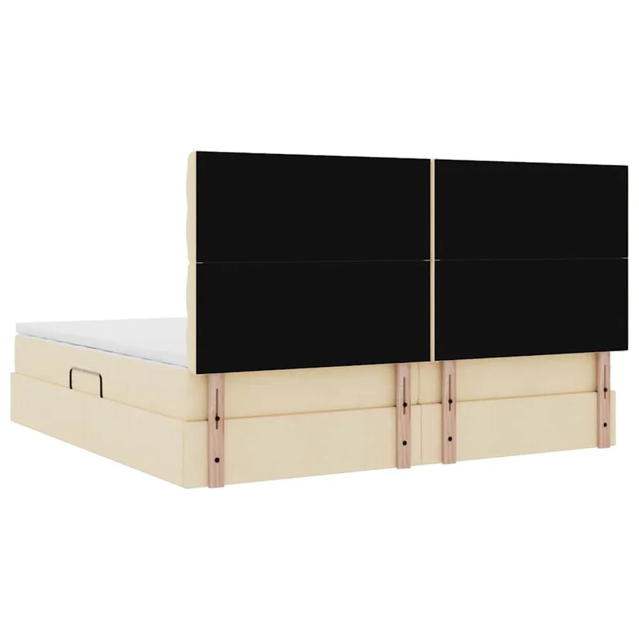 Lit de rangement LED avec matelas Crème 200 x 200 cm Tissu - 12