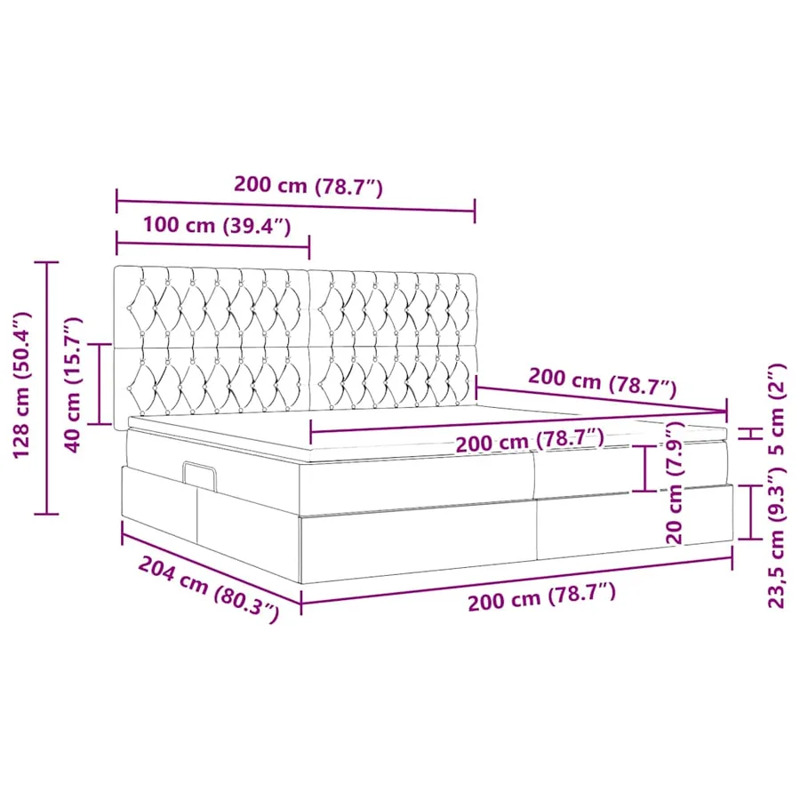 Lit de rangement LED avec matelas Crème 200 x 200 cm Tissu - 17