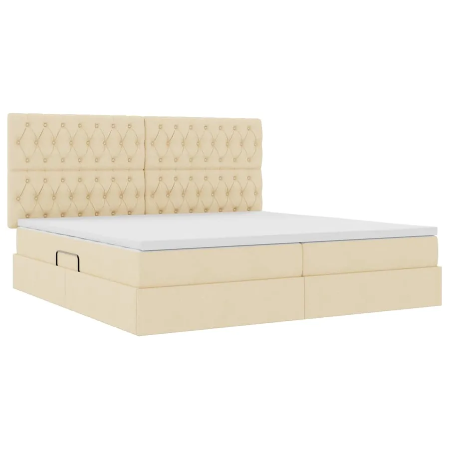 Lit de rangement LED avec matelas Crème 200 x 200 cm Tissu - 6