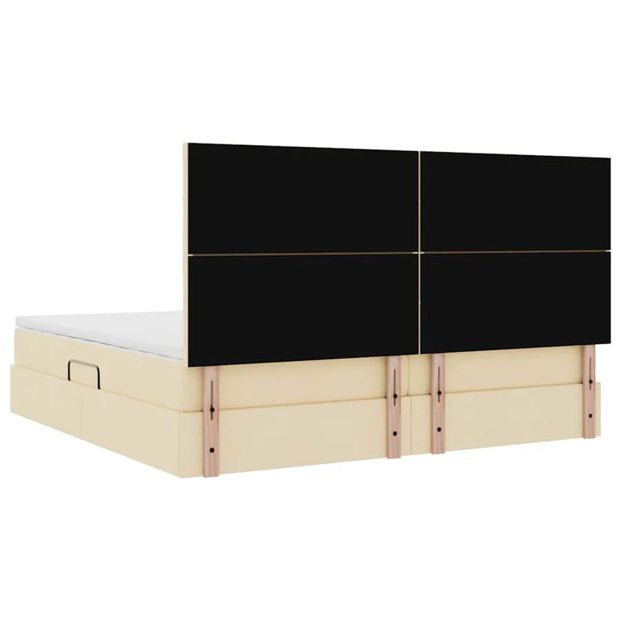 Lit de rangement LED avec matelas Crème 200 x 200 cm Tissu - 12