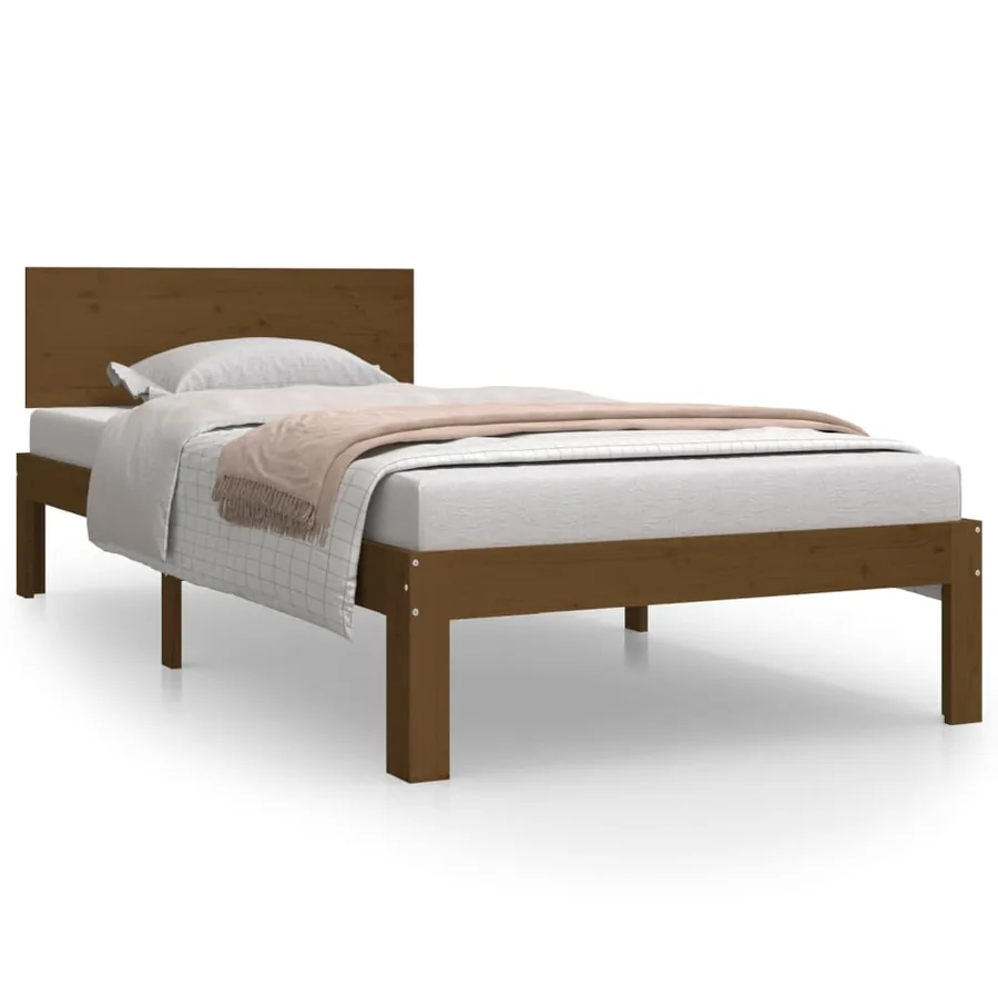Cadre de lit sans matelas Marron miel Bois pin massif 90x200 cm - 2