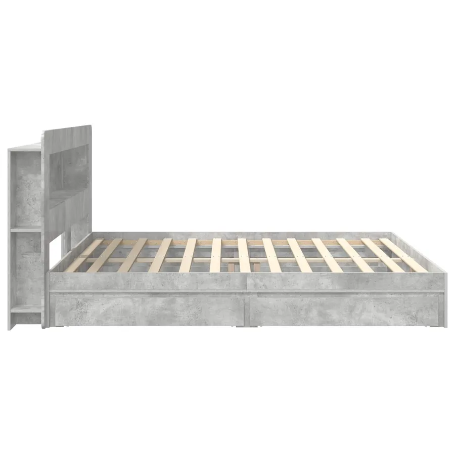 Cadre de lit avec rangement avec tiroir Gris béton 180 x 200 cm - 5