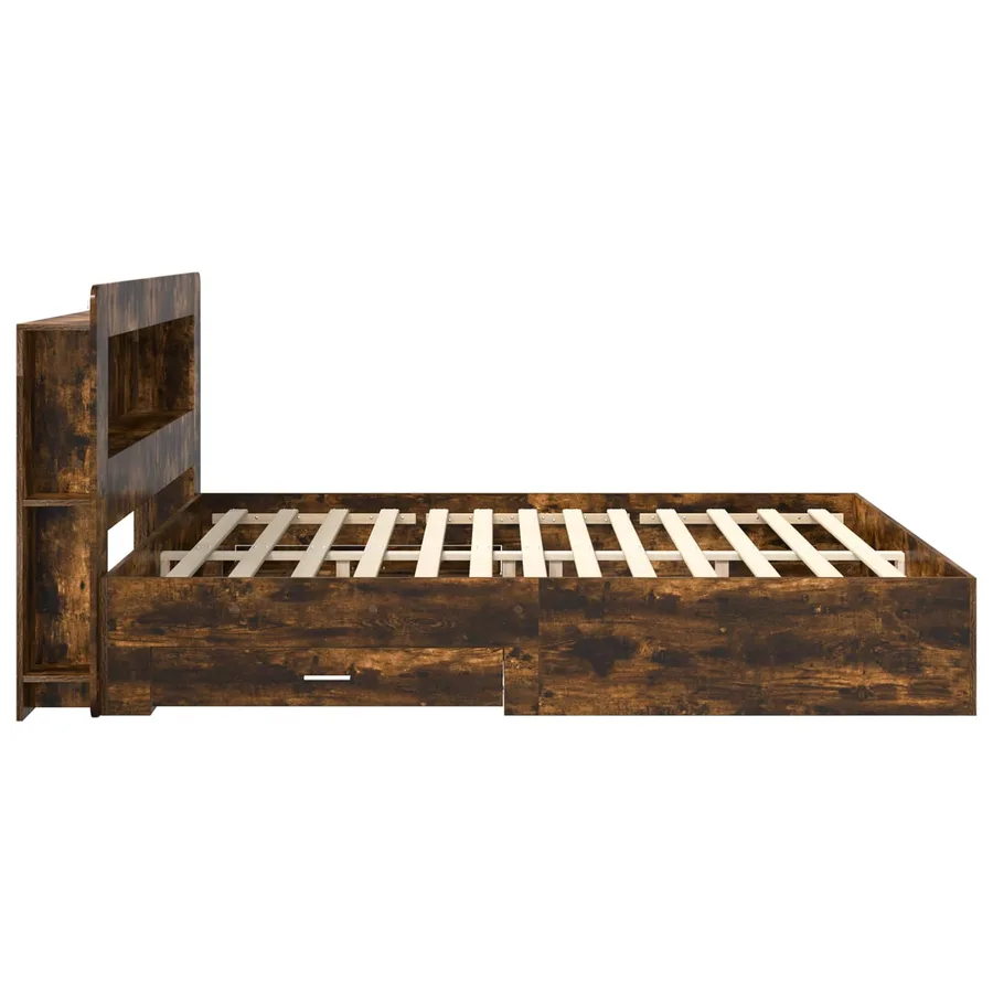 Cadre de lit avec rangement Chêne fumé 200 x 200 cm - 4