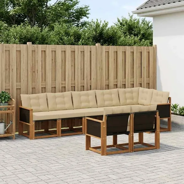 Ensemble de canapés d'extérieur 8 pcs Naturel et Beige