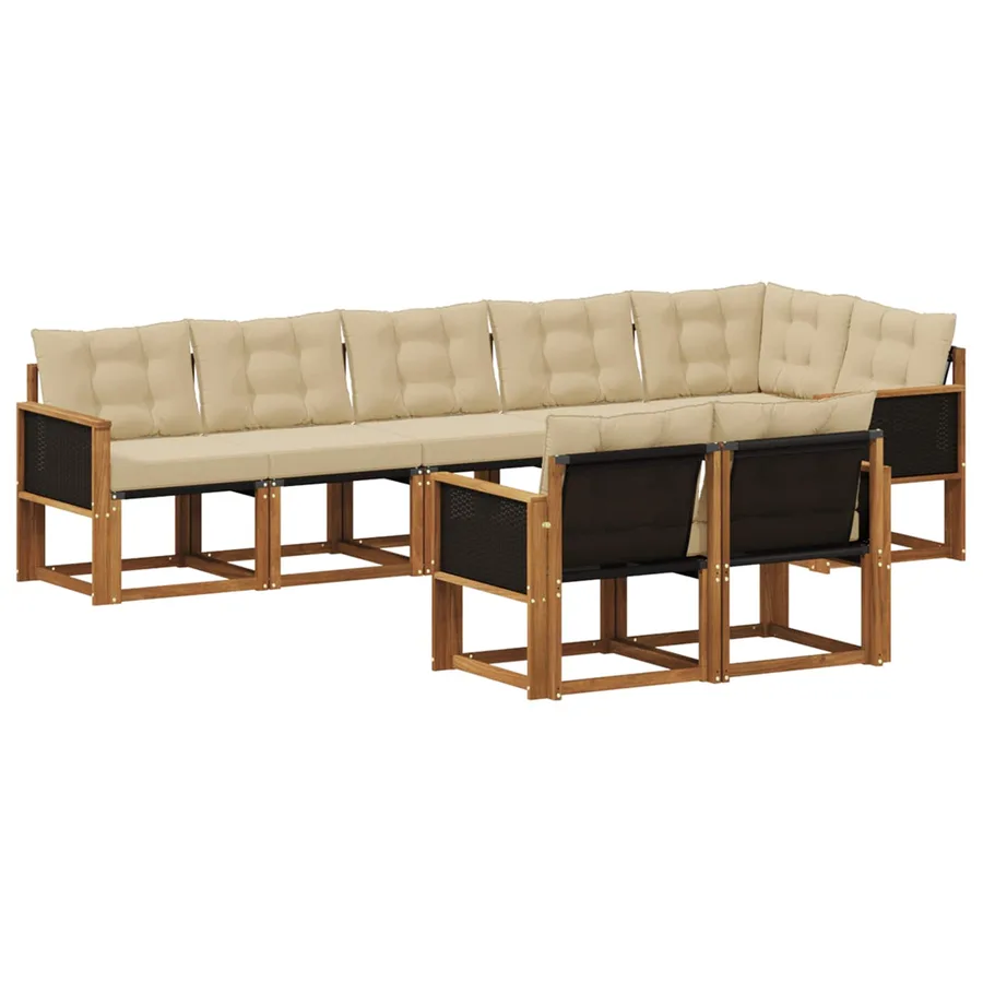 Ensemble de canapés d'extérieur 8 pcs Naturel et Beige - 2