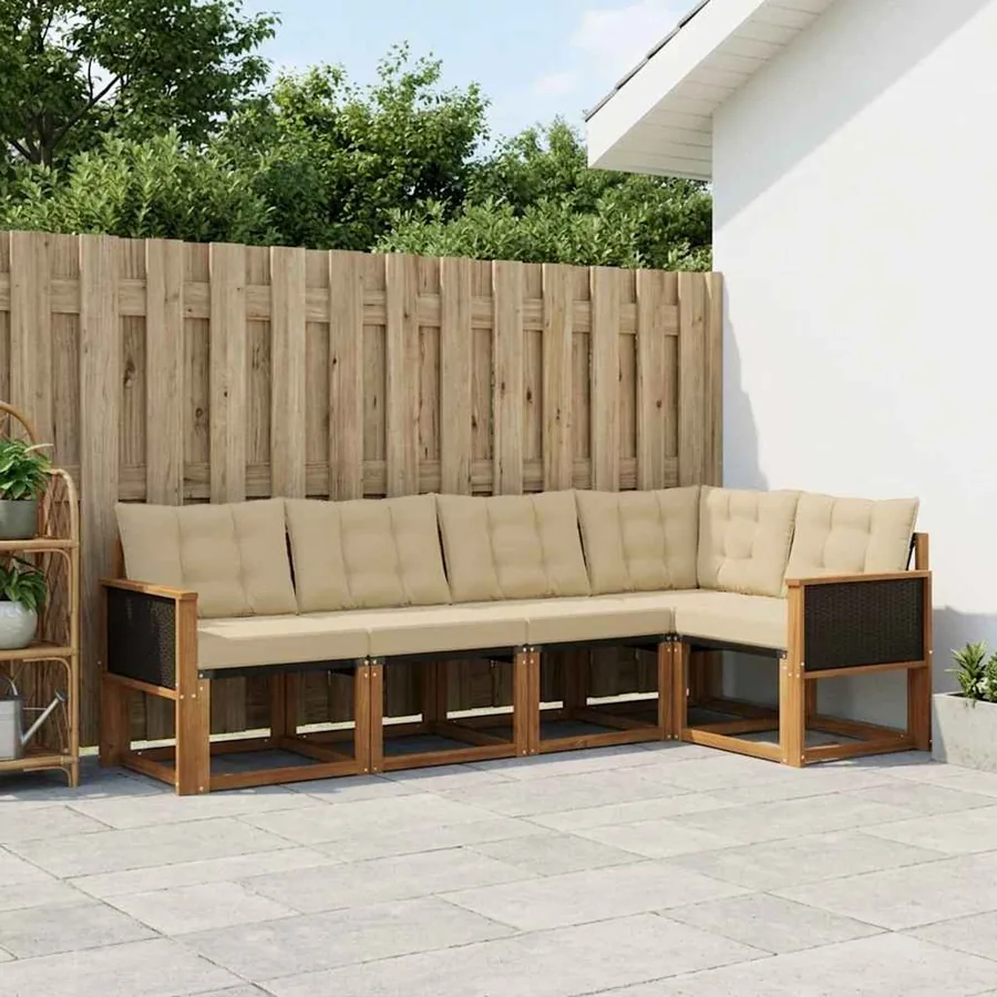 Ensemble de canapés d'extérieur 6 pcs Naturel et Beige