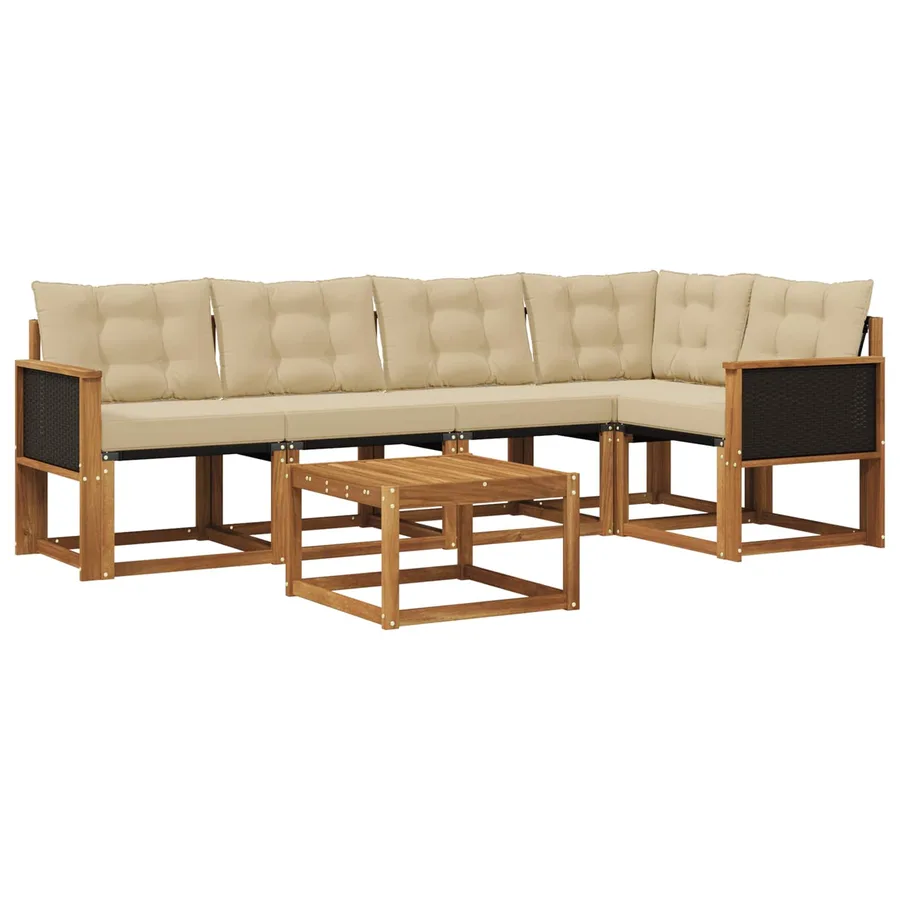 Ensemble de canapés d'extérieur 6 pcs Naturel et Beige - 2