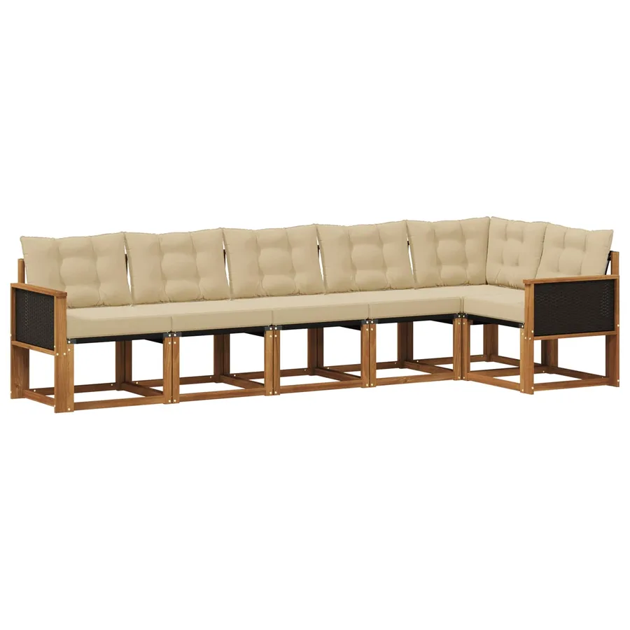 Ensemble de canapés d'extérieur 6 pcs Naturel et Beige - 2