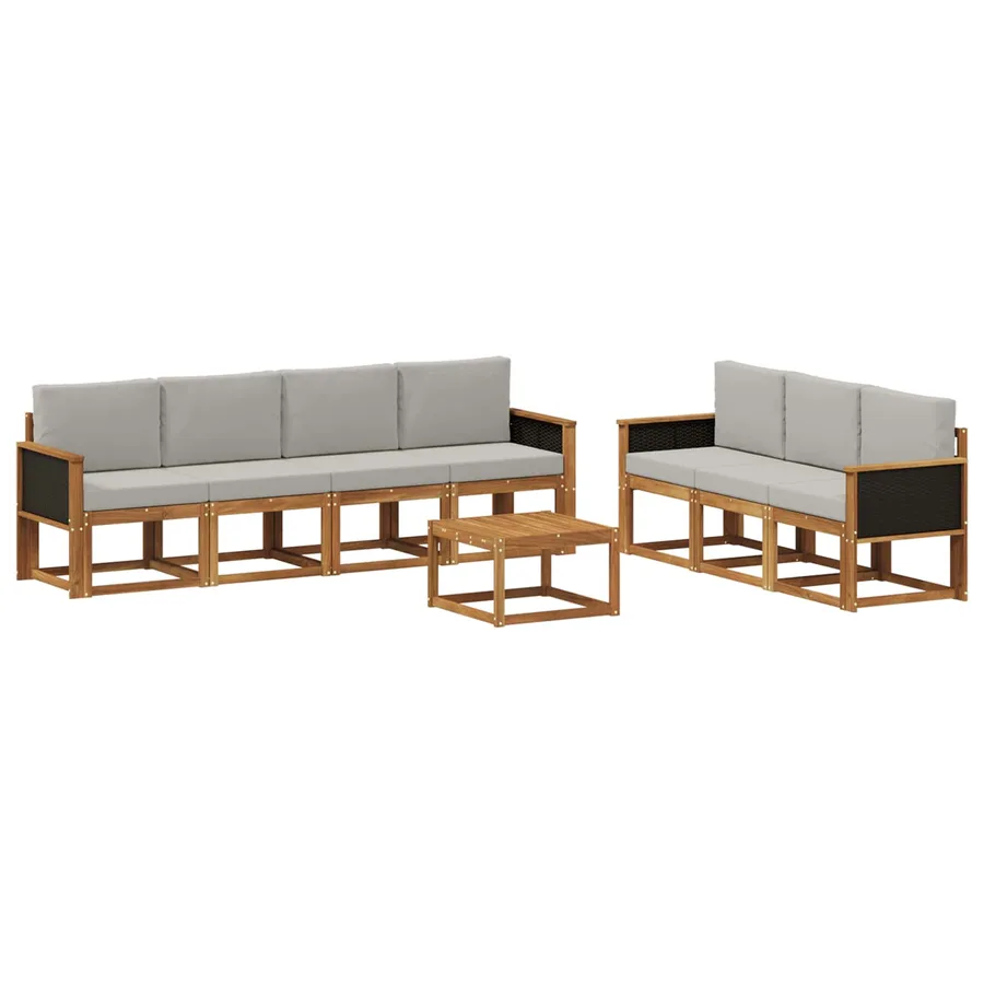 Ensemble de canapés d'extérieur 7 pcs Naturel et gris clair - 2