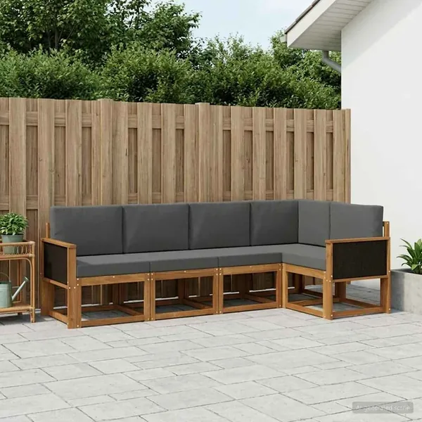 Ensemble de canapés d'extérieur 5 pcs Naturel et Anthracite