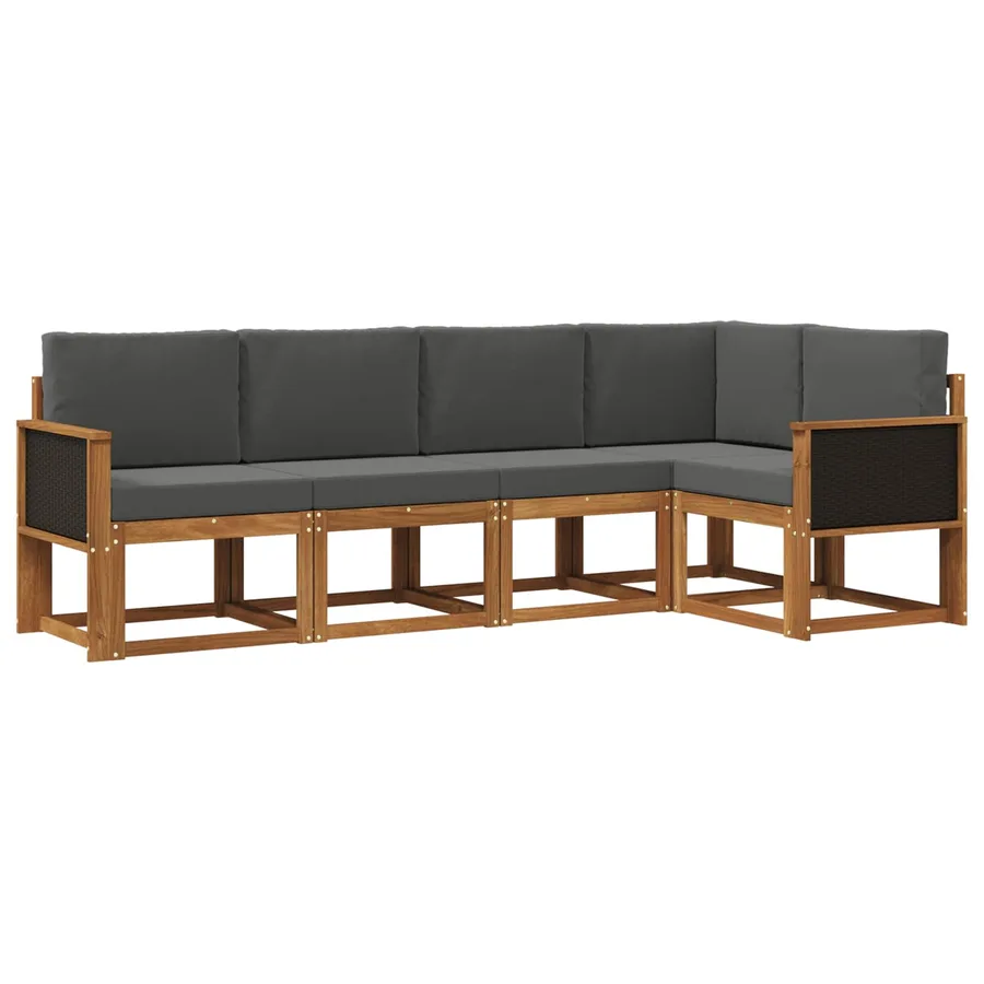 Ensemble de canapés d'extérieur 5 pcs Naturel et Anthracite - 2