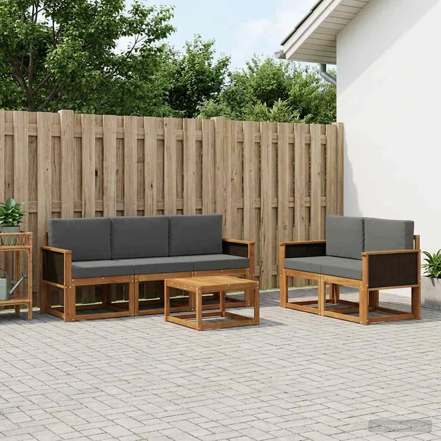 Ensemble de canapés d'extérieur 6 pcs Naturel et Anthracite