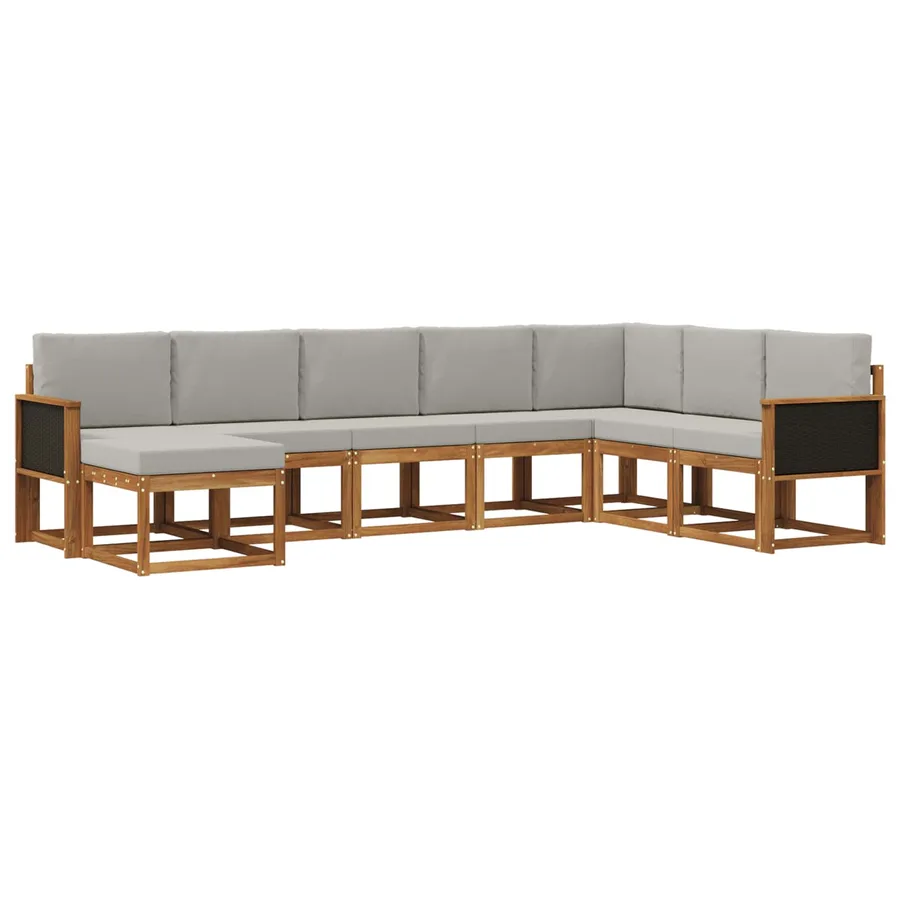 Ensemble de canapés d'extérieur 8 pcs Naturel et gris clair - 2