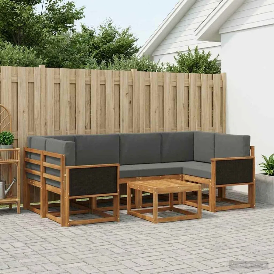 Ensemble de canapés d'extérieur 5 pcs Naturel et Anthracite