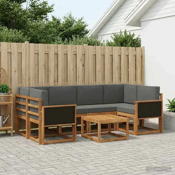 Ensemble de canapés d'extérieur 5 pcs Naturel et Anthracite