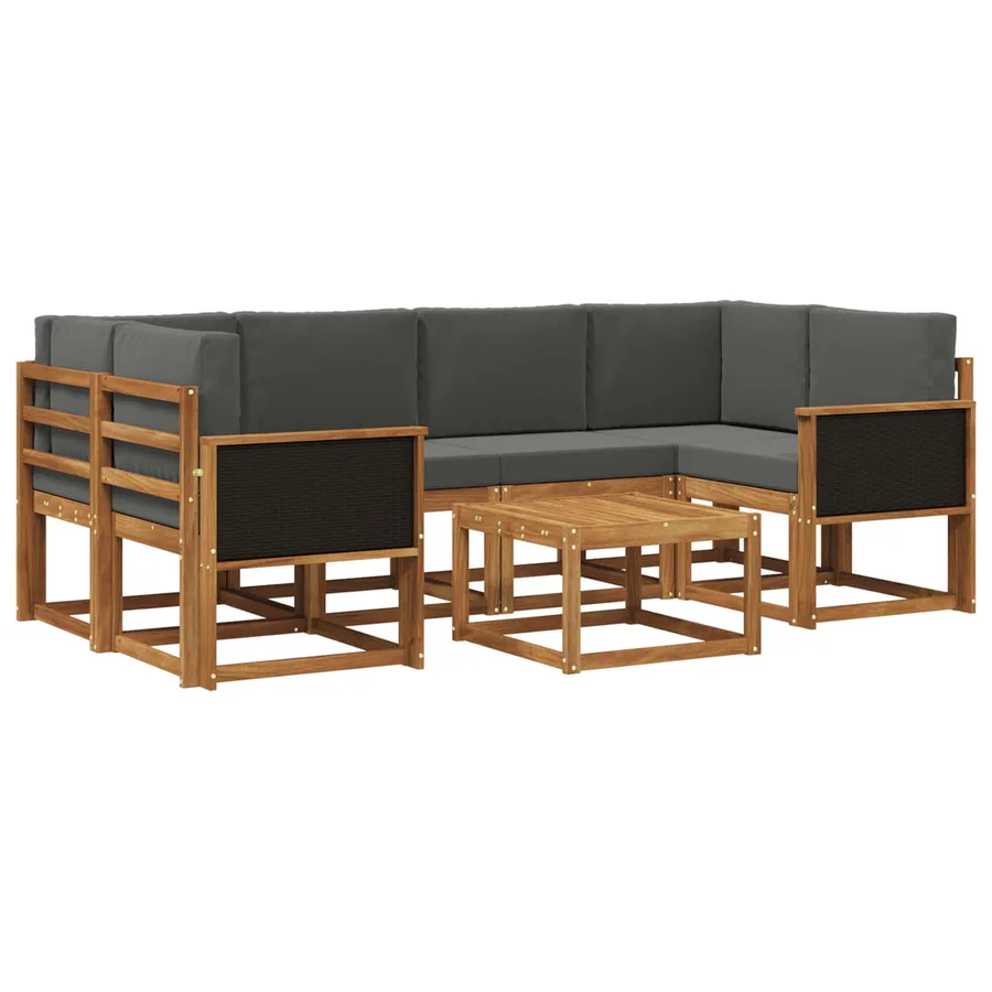 Ensemble de canapés d'extérieur 5 pcs Naturel et Anthracite - 2