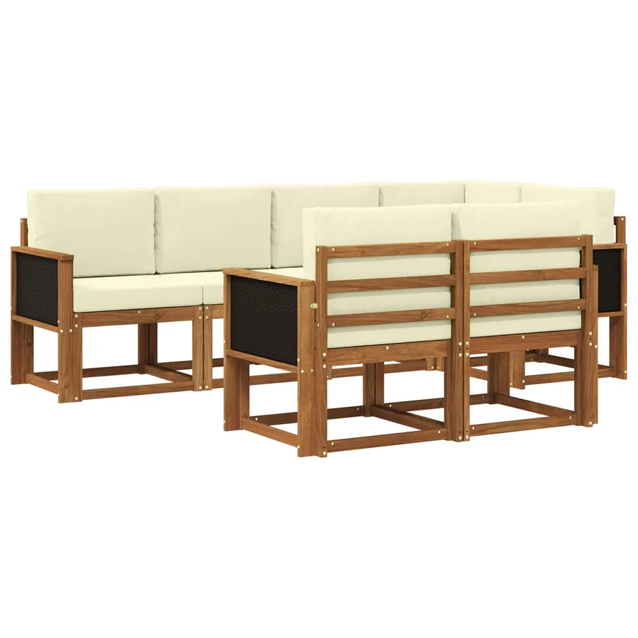 Ensemble de canapés d'extérieur 7 pcs Naturel et Crème - 2