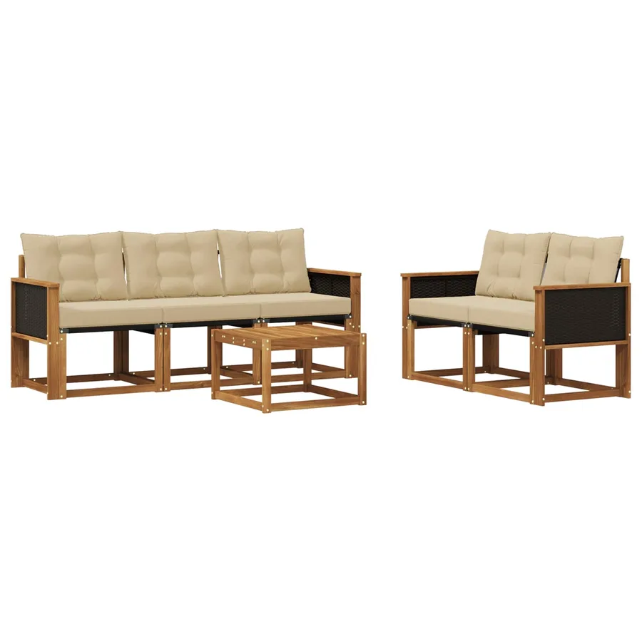 Ensemble de canapés d'extérieur 6 pcs Naturel et Beige - 2
