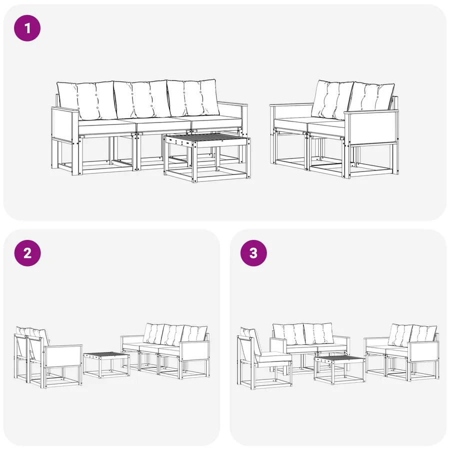 Ensemble de canapés d'extérieur 6 pcs Naturel et Beige - 7