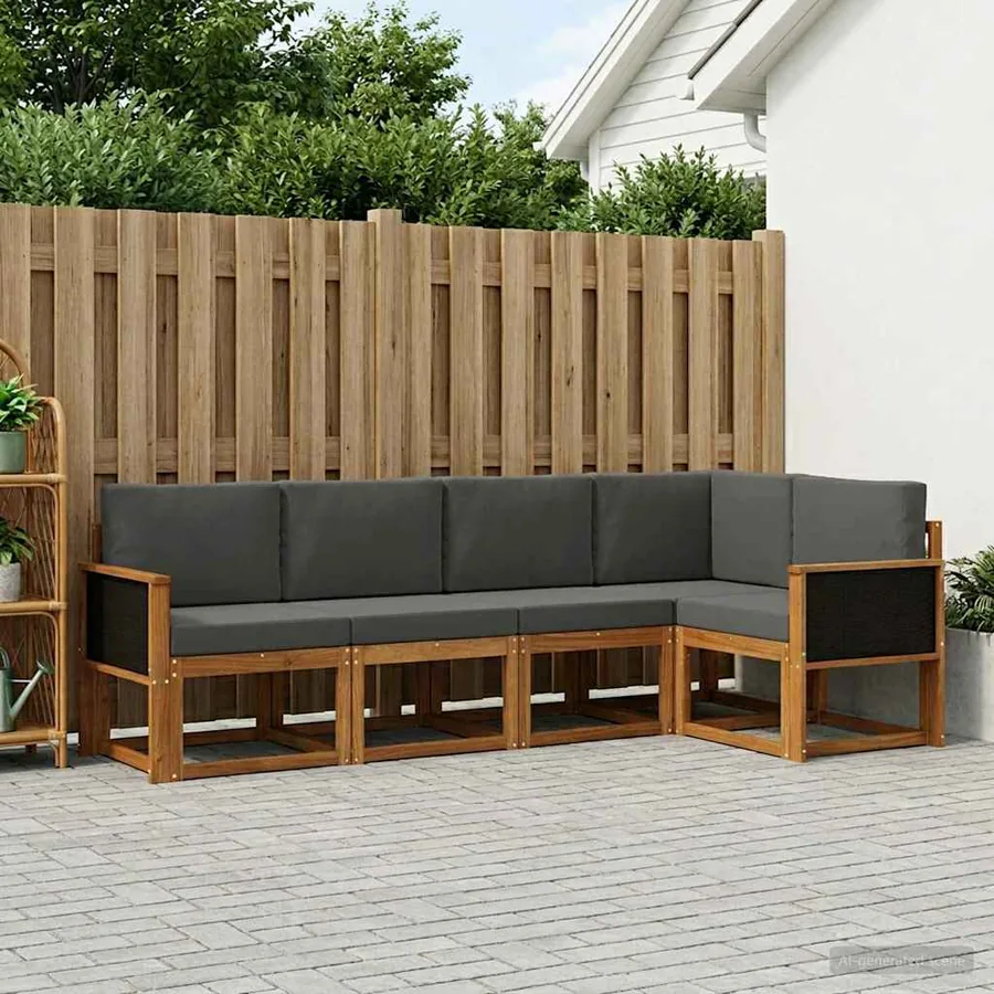 Ensemble de canapés d'extérieur 7 pcs Naturel et Anthracite