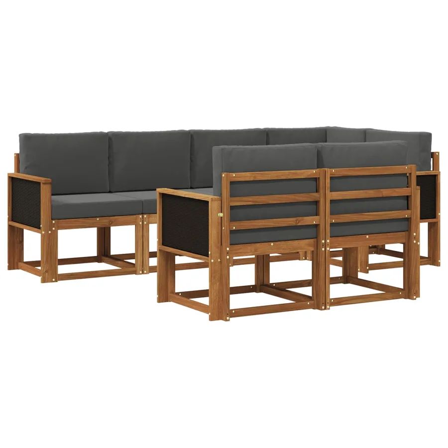 Ensemble de canapés d'extérieur 7 pcs Naturel et Anthracite - 2