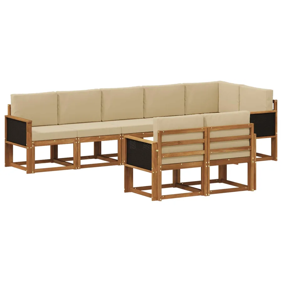 Ensemble de canapés d'extérieur 8 pcs Naturel et Beige - 2