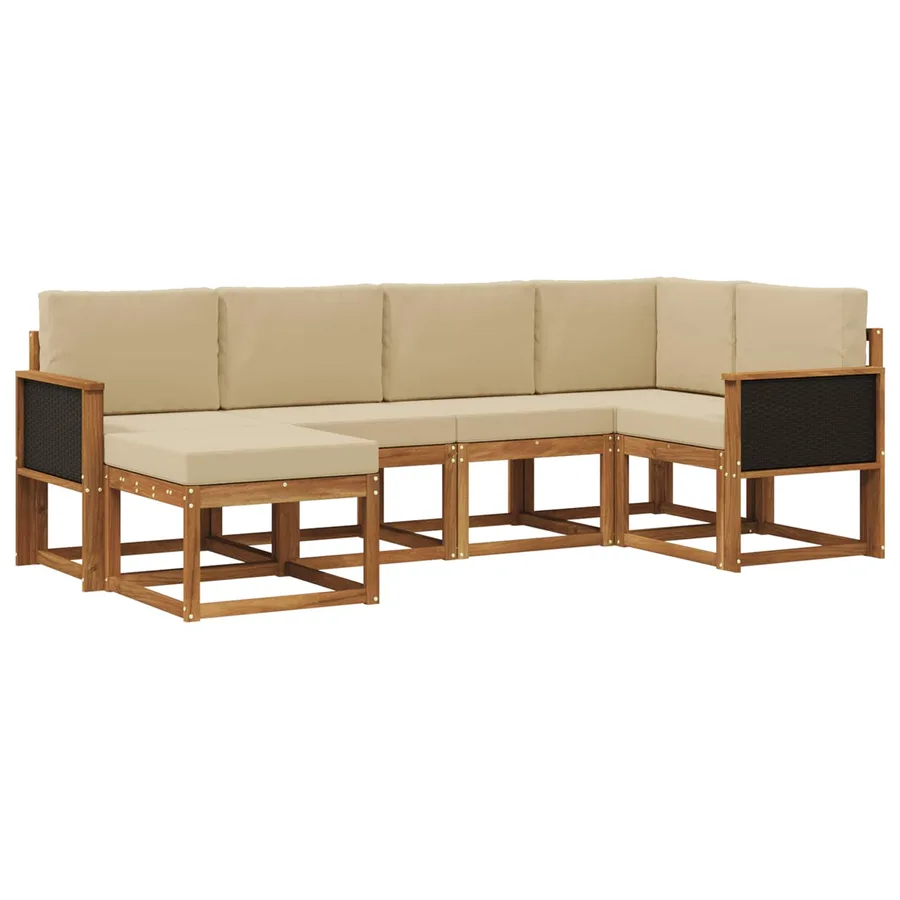 Ensemble de canapés d'extérieur 6 pcs Naturel et Beige - 2