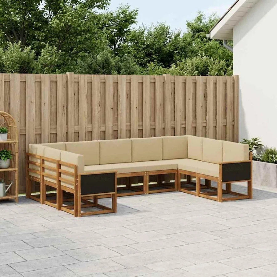 Ensemble de canapés d'extérieur 9 pcs Naturel et Beige