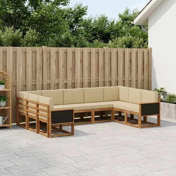 Ensemble de canapés d'extérieur 9 pcs Naturel et Beige