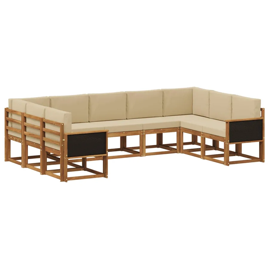 Ensemble de canapés d'extérieur 9 pcs Naturel et Beige - 2
