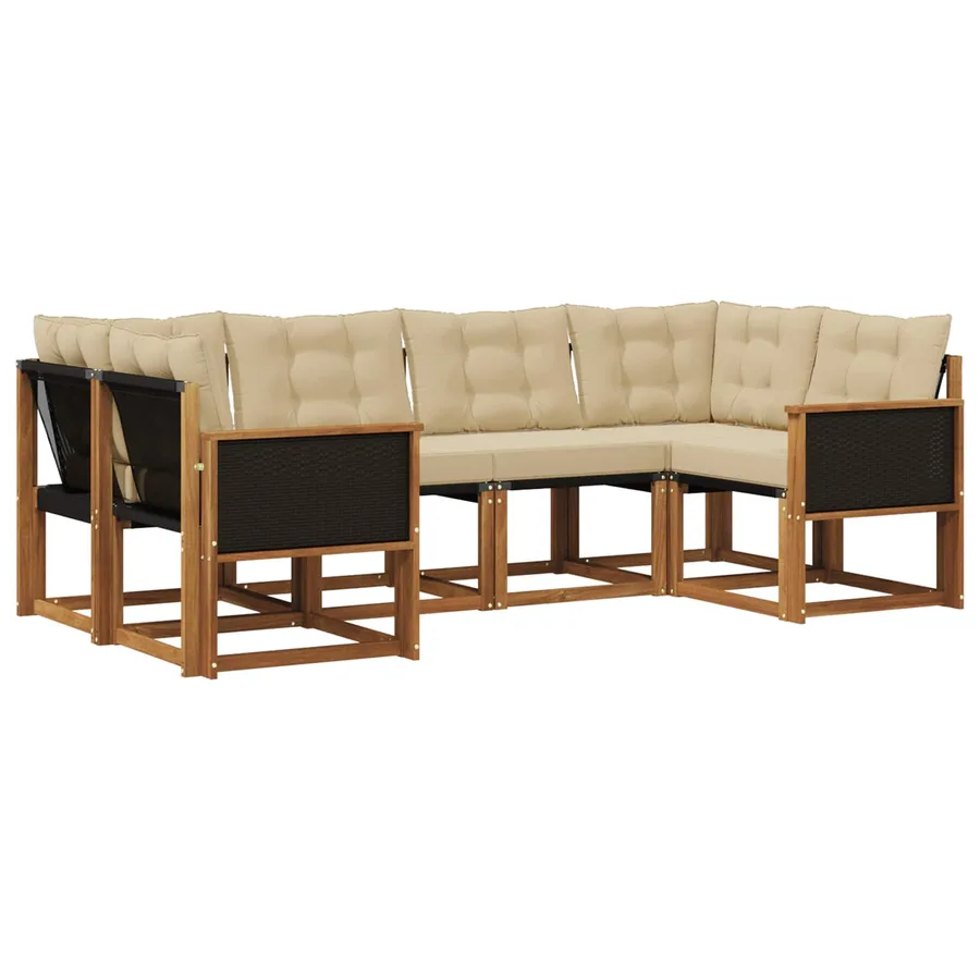 Ensemble de canapés d'extérieur 6 pcs Naturel et Beige - 2