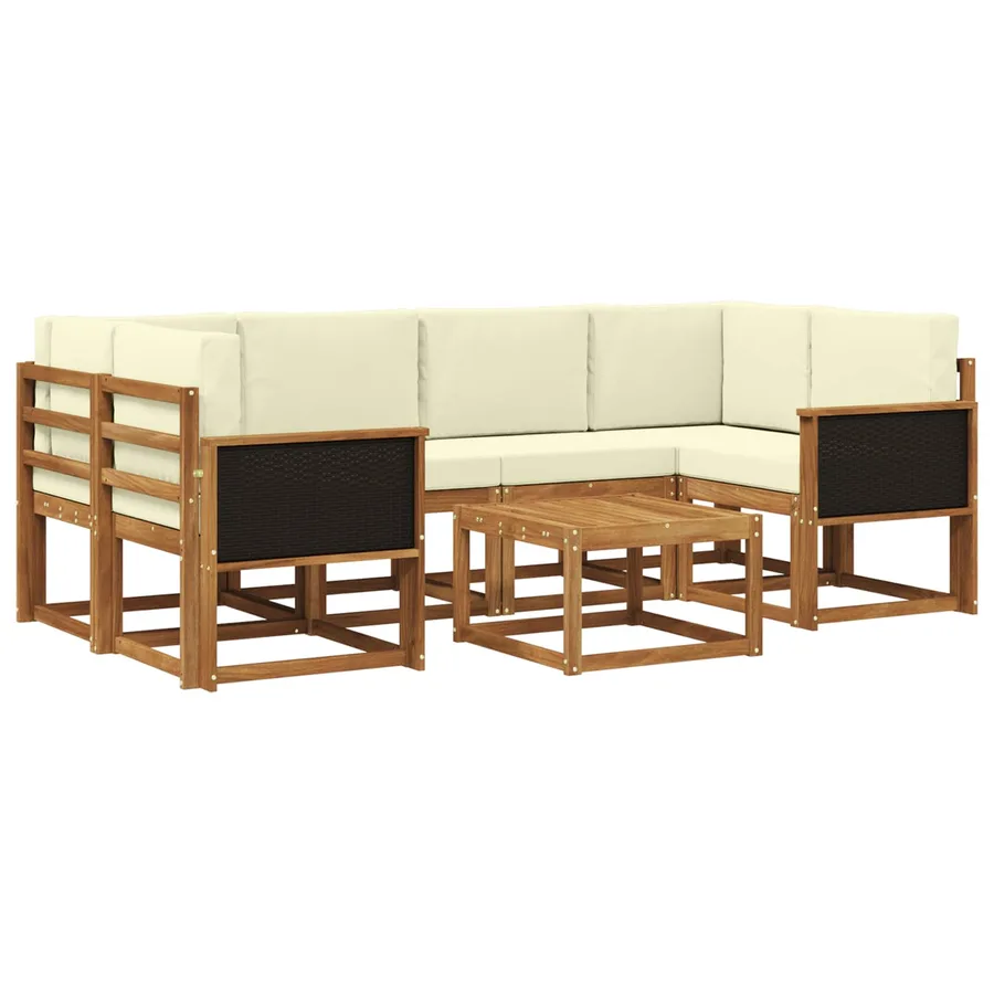 Ensemble de canapés d'extérieur 5 pcs Naturel et Crème - 2