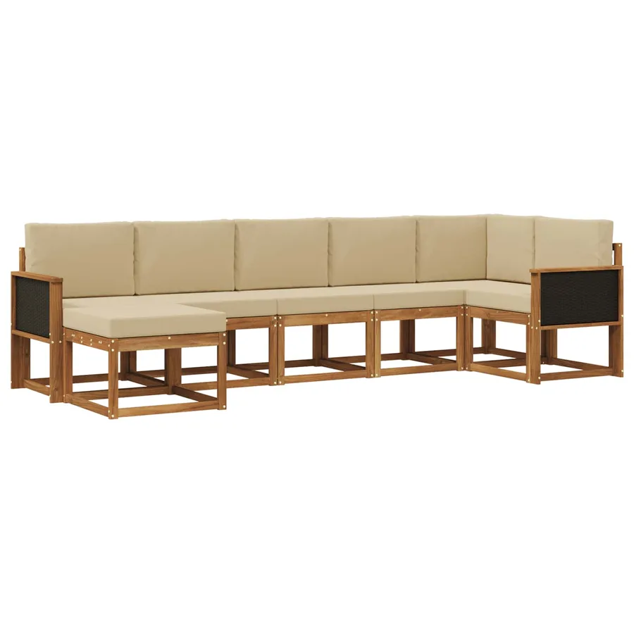 Ensemble de canapés d'extérieur 7 pcs Naturel et Beige - 2