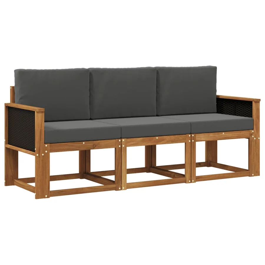 Ensemble de canapés d'extérieur 3 pcs Naturel et Anthracite - 2