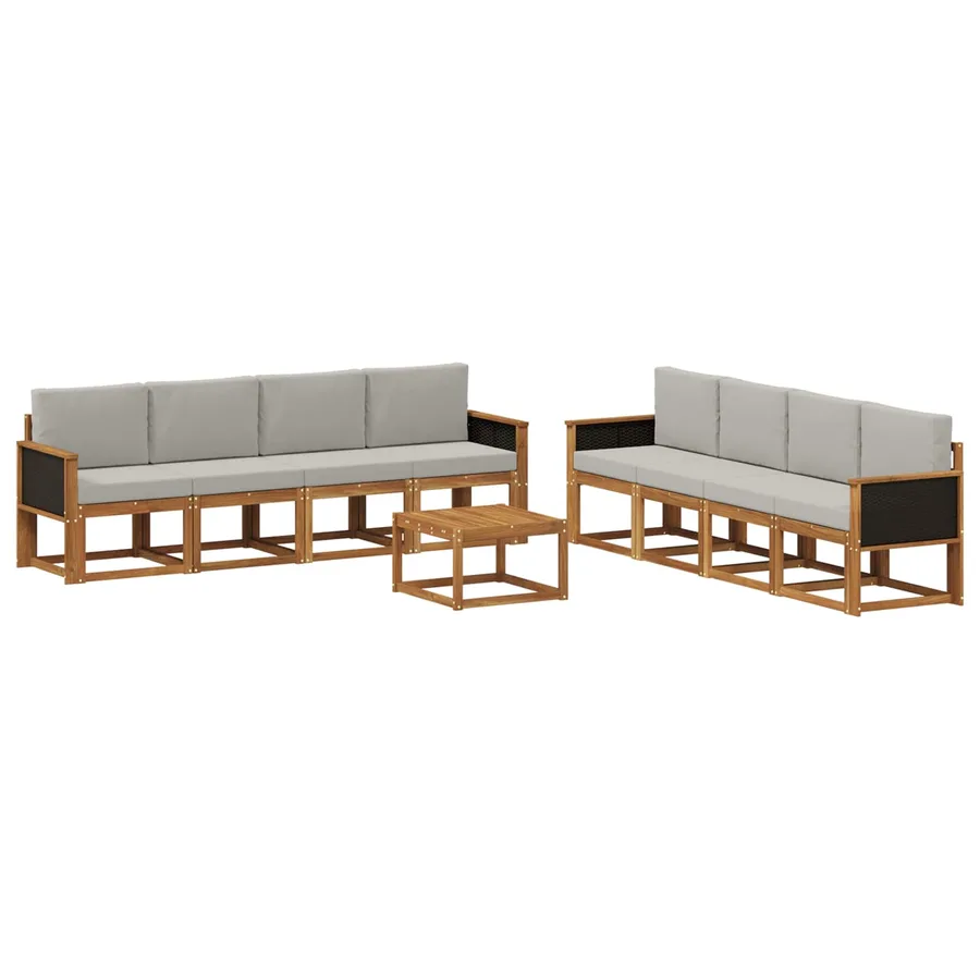 Ensemble de canapés d'extérieur 7 pcs Naturel et gris clair - 2