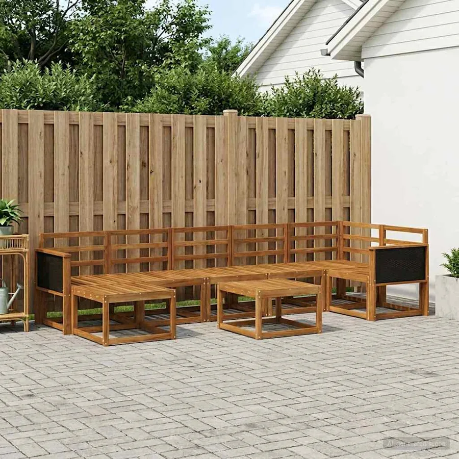 Ensemble de canapés d'extérieur 8 pcs Naturel