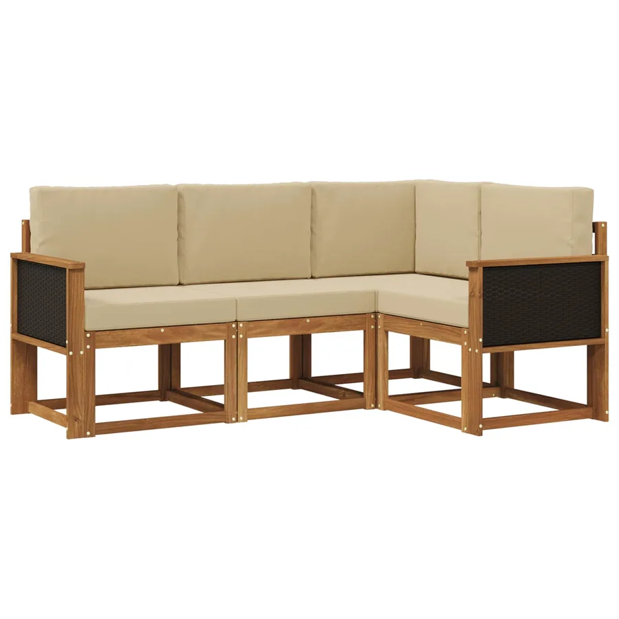Ensemble de canapés d'extérieur 4 pcs Naturel et Beige - 2