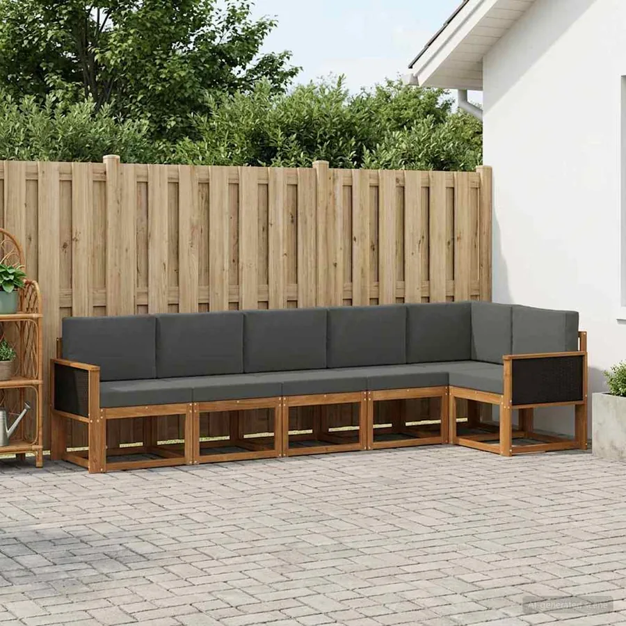 Ensemble de canapés d'extérieur 6 pcs Naturel et Anthracite