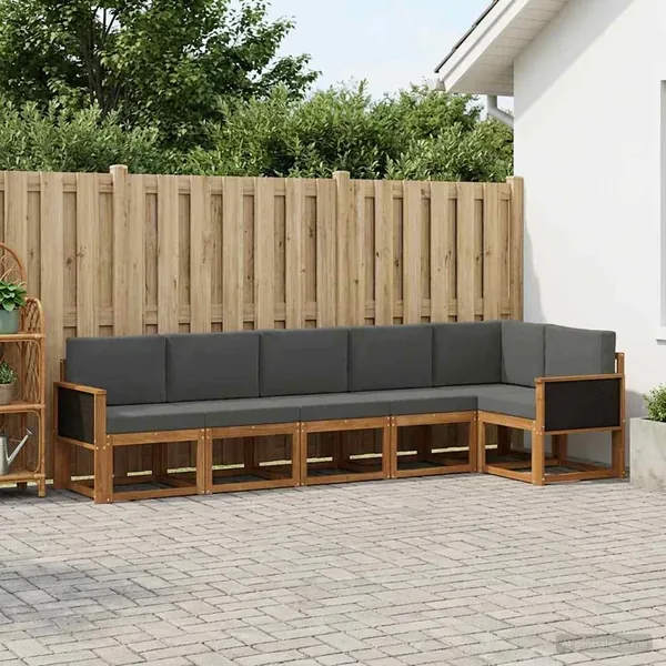 Ensemble de canapés d'extérieur 6 pcs Naturel et Anthracite