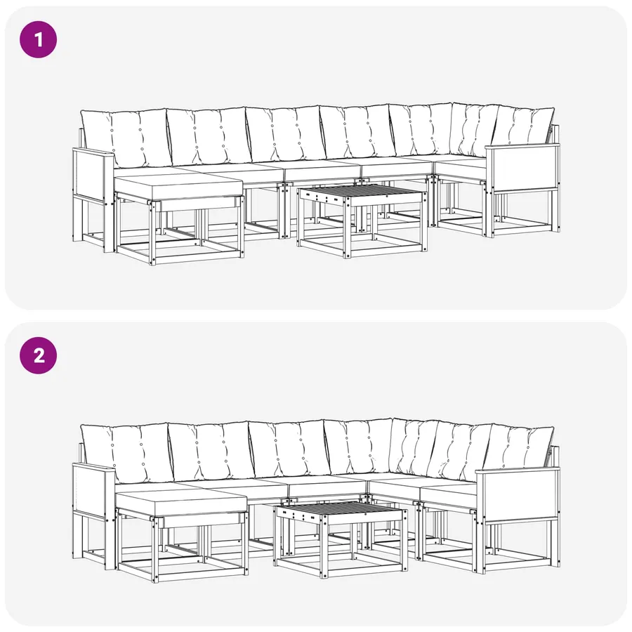 Ensemble de canapés d'extérieur 8 pcs Naturel et gris clair - 11