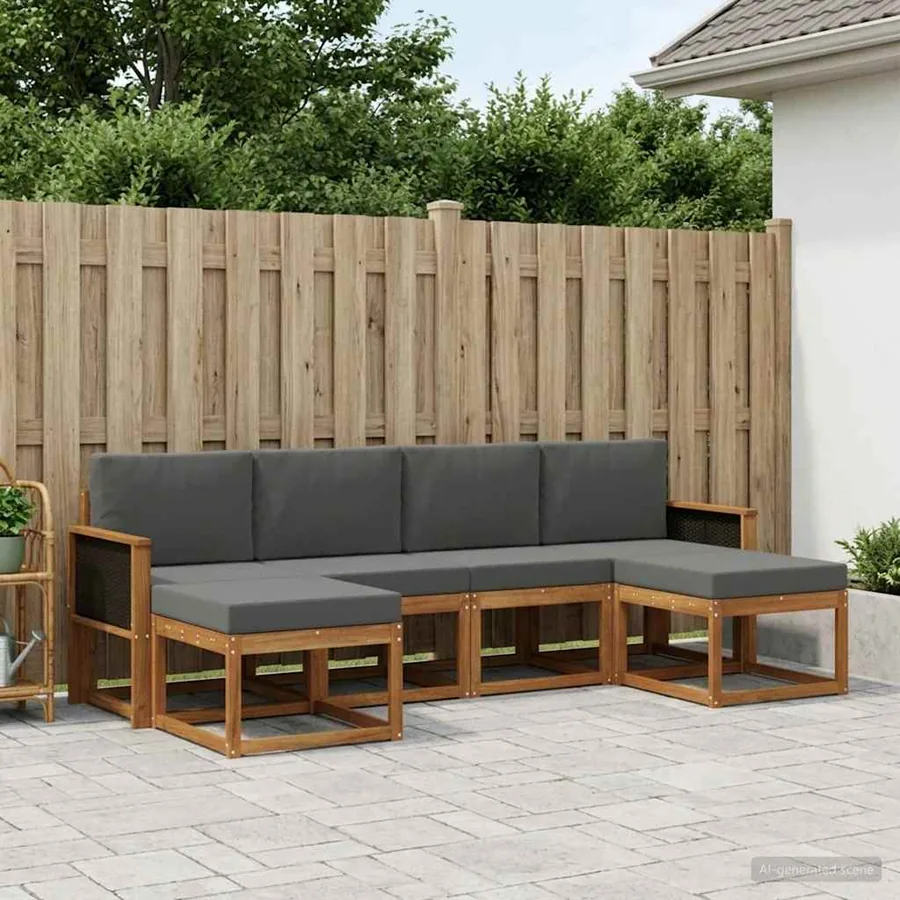 Ensemble de canapés d'extérieur 6 pcs Naturel et Anthracite