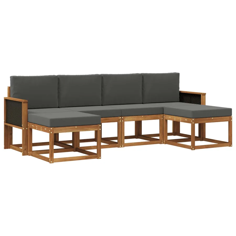 Ensemble de canapés d'extérieur 6 pcs Naturel et Anthracite - 2
