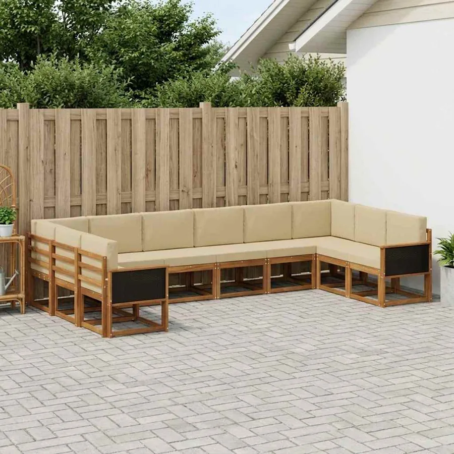 Ensemble de canapés d'extérieur 10 pcs Naturel et Beige