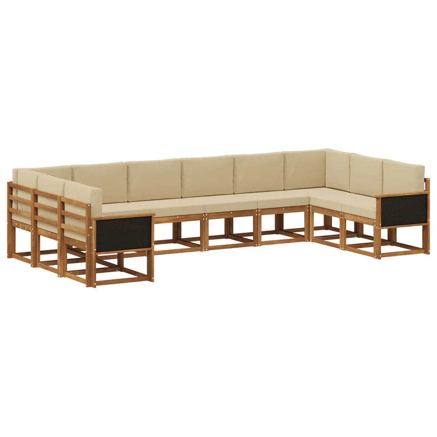 Ensemble de canapés d'extérieur 10 pcs Naturel et Beige - 2