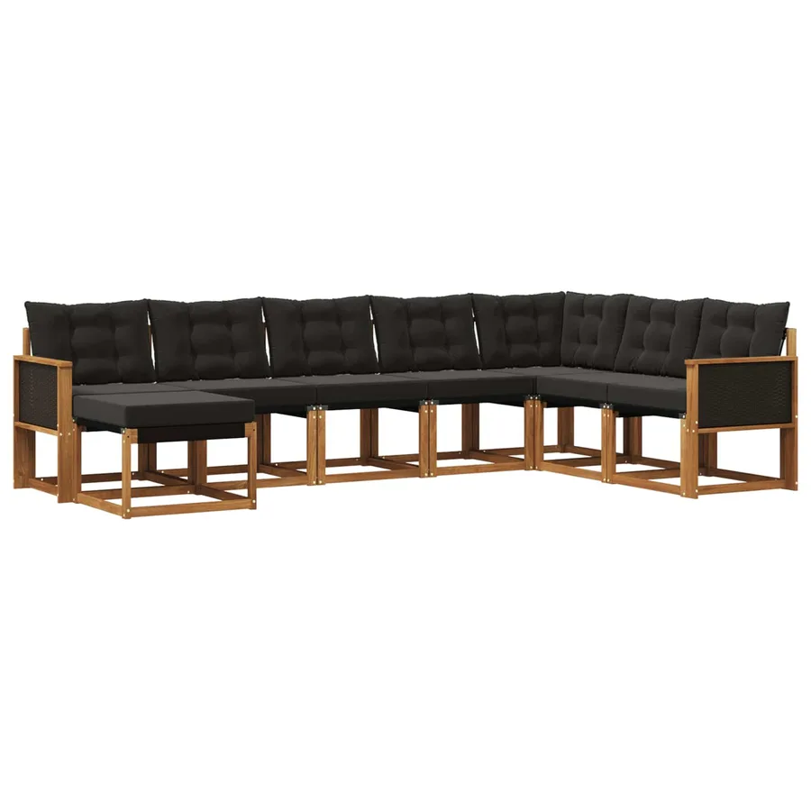Ensemble de canapés d'extérieur 8 pcs Naturel et noir - 2