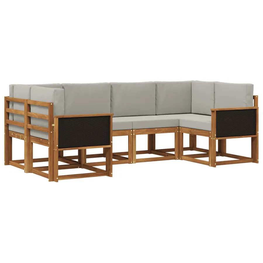 Ensemble de canapés d'extérieur 6 pcs Naturel et gris clair - 2