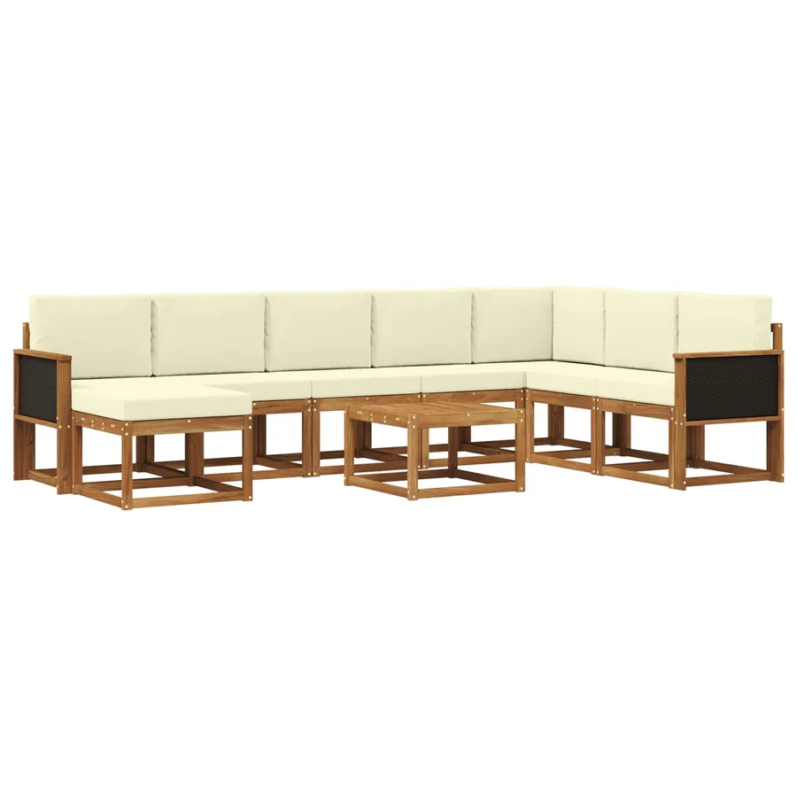 Ensemble de canapés d'extérieur 9 pcs Naturel et Crème - 2