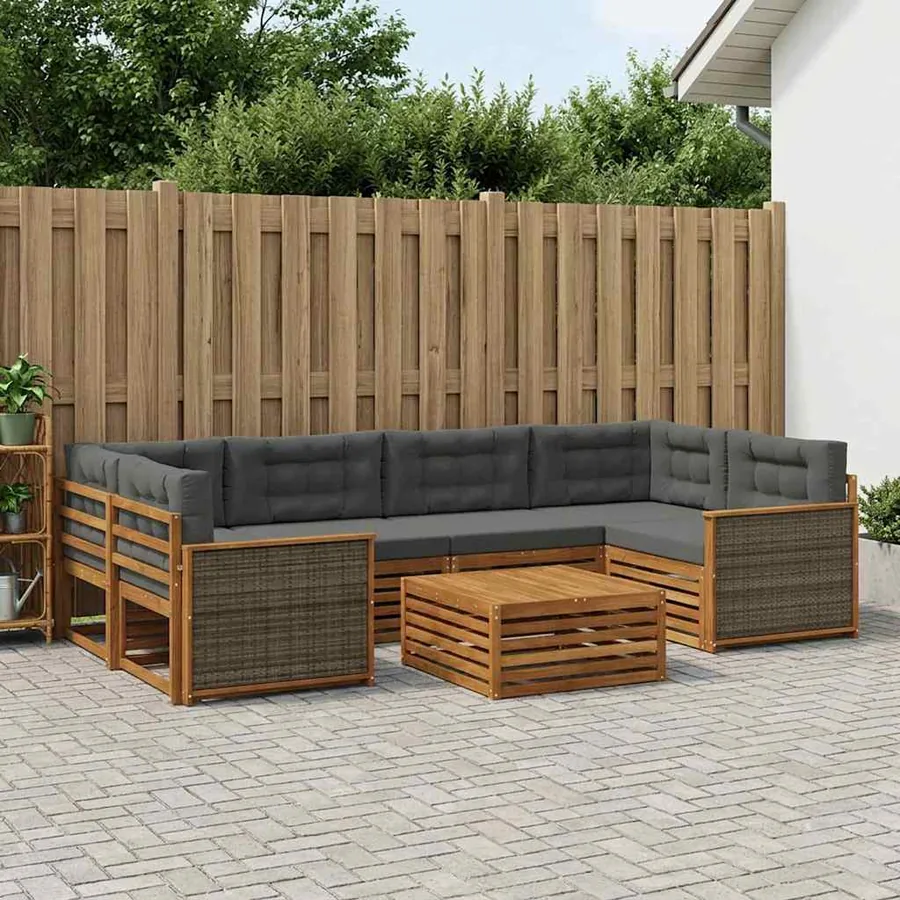 Ensemble de canapés d'extérieur 7 pcs Naturel et Anthracite
