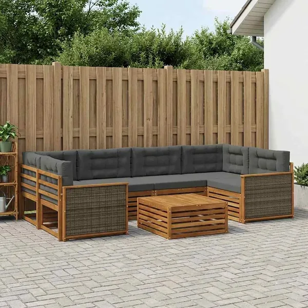 Ensemble de canapés d'extérieur 7 pcs Naturel et Anthracite