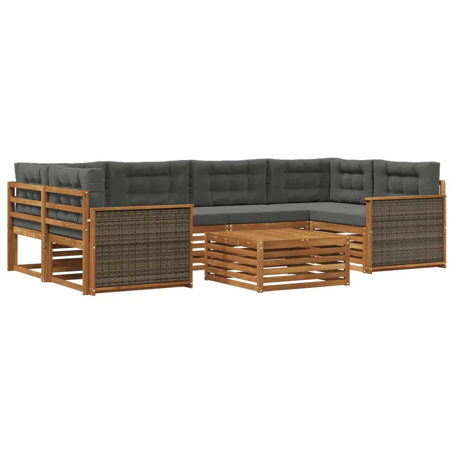 Ensemble de canapés d'extérieur 7 pcs Naturel et Anthracite - 2